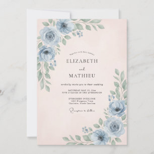 Invitation Mariage Feuillage Bleuet de Jardin
