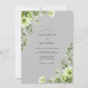 Invitation Mariage Feuillage Chartreuse Argenté
