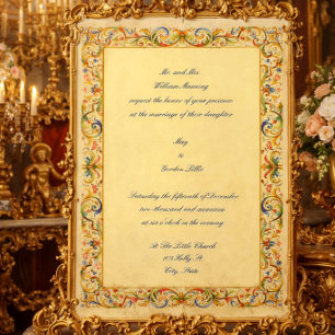 Invitation Mariage Feuillage Couleur Baroque Rétro Rococo 168