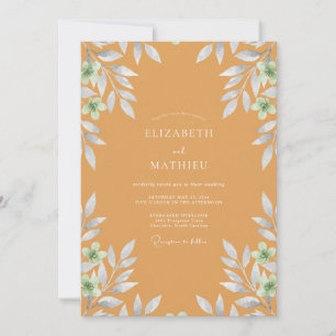 Invitation Mariage Feuillage Peint en Ocre