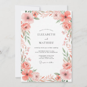 Invitation Mariage Feuillage Pétales de Saumon