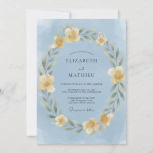Invitation Mariage Feuillé à la Crème de Bleuet