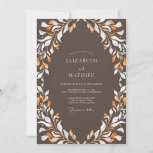 Invitation Mariage feuille ambre taupe