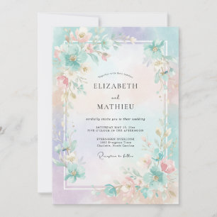 Invitation Mariage Feuille Aquatique Corail