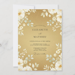 Invitation Mariage feuille blanche de moutarde