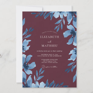Invitation Mariage Feuille Bleuet Baie