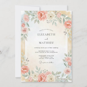 Invitation Mariage feuille d'abricot champagne