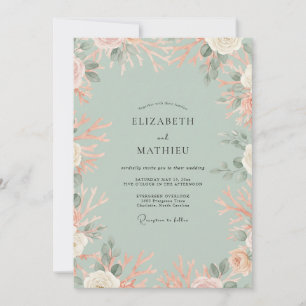 Invitation Mariage Feuille d'Abricot Menthe
