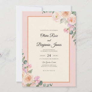 Invitation Mariage Feuille d'Abricot Rose
