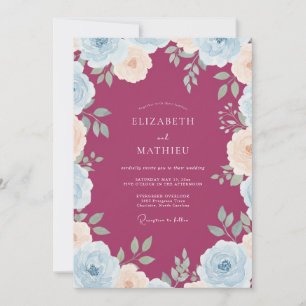 Invitation Mariage feuille d'aqua baie
