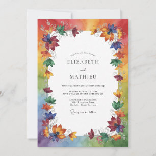 Invitation Mariage feuille d'automne multicolore