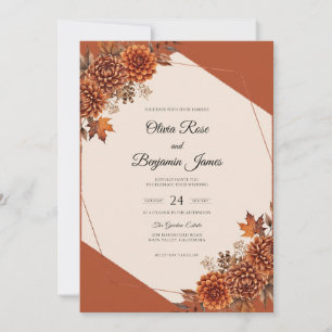 Invitation Mariage Feuille d'Automne Rouille