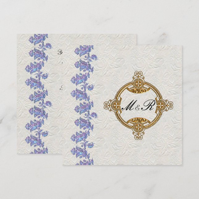 Invitation Mariage Feuille de lavande bijoux (Devant / Derrière)