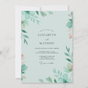Invitation Mariage Feuille de Menthe Mousse de Mer