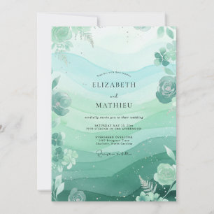 Invitation Mariage Feuille de Menthe Océanique