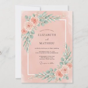 Invitation Mariage Feuille de Mer Moutonneuse aux Pêches Chau