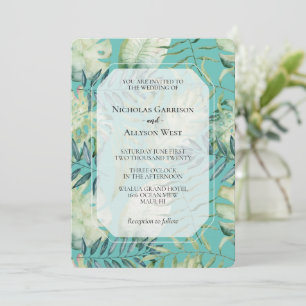 Invitation Mariage Feuille de Mint Tropical Green
