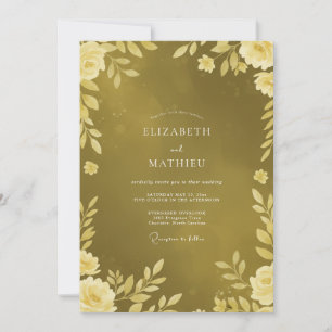 Invitation Mariage feuille de moutarde dorée
