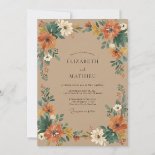 Invitation Mariage feuille de moutarde rouille