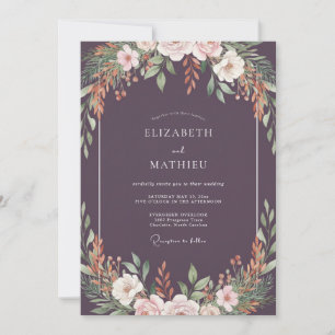 Invitation Mariage feuille de pourpre lunatique