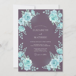Invitation Mariage feuille de prune Aqua