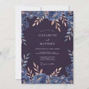 Invitation Mariage feuille de prune saphir