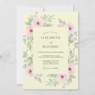 Invitation Mariage Feuille de Sauge Jaune Pâle