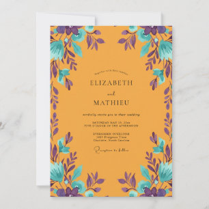 Invitation Mariage feuille de violette ambre