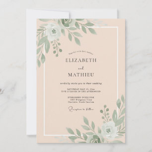 Invitation Mariage Feuille d'Olive Abricot