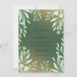 Invitation Mariage Feuille Dorée de Mousse