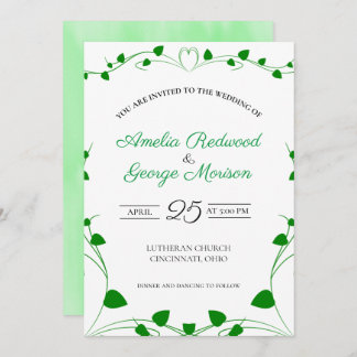 Invitation Mariage Feuille du printemps vert
