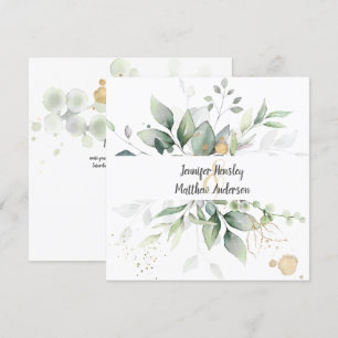 Invitation Mariage Feuille encadré Meadow Green Gold