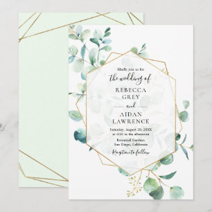 Invitation Mariage Feuille Eucalyptus Géométrique