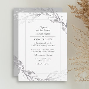 Invitation Mariage Feuille moderne élégant en argent