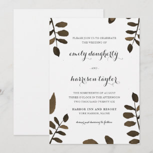 Invitation Mariage Feuille rustique