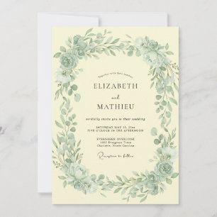Invitation Mariage Feuille Vert Clair Beurre