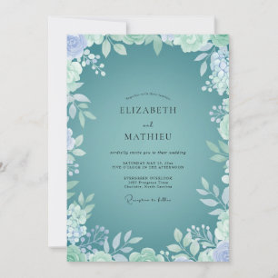 Invitation Mariage Feuille Vert de Mer Menthe Côtière