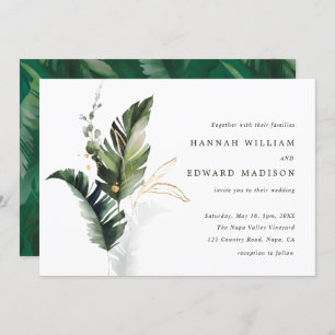 Invitation Mariage Feuille vert tropical