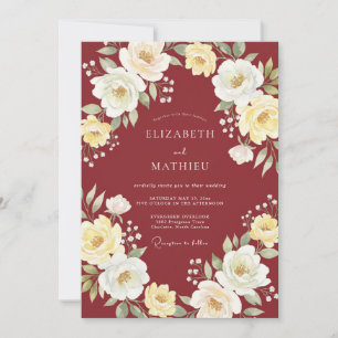Invitation Mariage Feuilles Aquarelle Terracotta