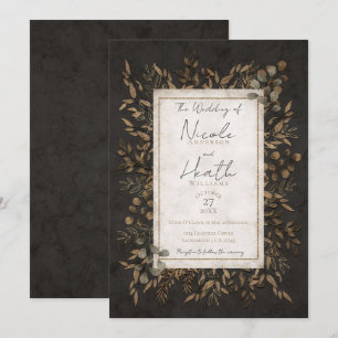 Invitation Mariage Feuilles Botaniques Bronze Conte de Fées d