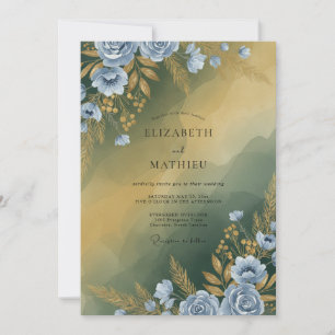 Invitation Mariage Feuilles d'Acier Moutarde