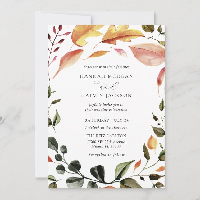 Invitation Mariage Feuilles d'automne (Devant)