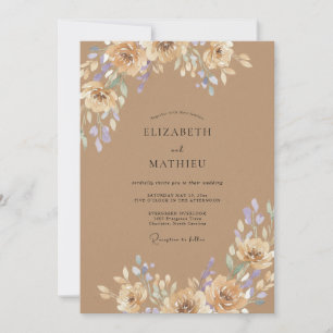 Invitation Mariage Feuilles de Lavande Beige