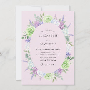 Invitation Mariage Feuilles de Lavande Lime