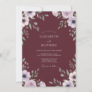 Invitation Mariage Feuilles de Lilas Marsala
