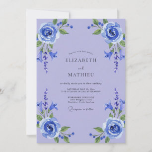 Invitation Mariage Feuilles de Pervenche Bleuet
