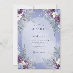 Invitation Mariage Feuilles de Prunier Pervenche