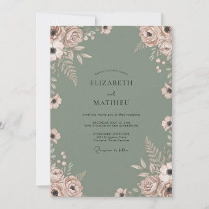 Invitation Mariage Feuilles de Sauge Mauve