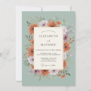 Invitation Mariage Feuilles Lavande Mousse de Mer