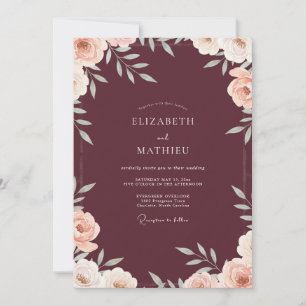 Invitation Mariage Feuillu à Fleurs de Prunier